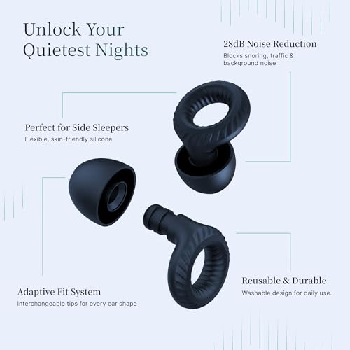 Nox Sleep Earplugs for Side Sleepers – Reusable Soft Silicone Ear Plugs for Sleeping – Comfortable Noise Reducing Earplugs for Snoring, Travel & Deep Sleep – 28dB Reusable Ear Plugs