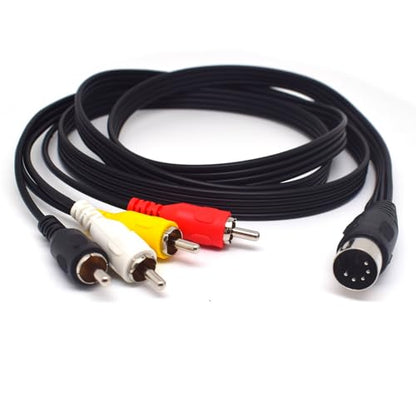 5Ft 5Pin MIDI DIN Male to 4 RCA Phono Audio Cord for TV PC Computer | 5 Pin Male DIN to 4 RCA Male, Audio Video Cord, 4 RCA Connectors, AV Cable for PC, Gaming Console, Home Theater
