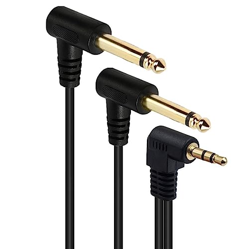 3.5mm to 6.35mm Splitter Audio Cable, 90 Degree 1/8 TRS Stereo Male to Dual 1/4 Mono TS Male Right Angle Y Audio Cable (30cm/1 Feet) - color: 30cm/1 Feet