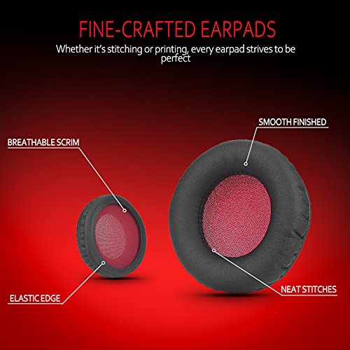 Universal Replacement 75mm Earpads for Sony, ATHAKG, HifiMan, Philips, Fostex, JVC, Pioneer On-Ear Headphones (List Inside) Headphone Earpads Cover Black & Red - color: Black & red
