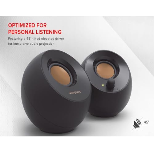Creative Pebble 2.0, USB Desktop Stereo Speakers for PC/Laptop, Black | USB-Powered, 2.0 Speaker, Compact, Stereo, PC Speakers, Laptop Speakers, Minimal Design, Desktop Audio, Black - color: Black