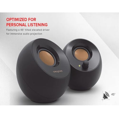 Creative Pebble 2.0, USB Desktop Stereo Speakers for PC/Laptop, Black | USB-Powered, 2.0 Speaker, Compact, Stereo, PC Speakers, Laptop Speakers, Minimal Design, Desktop Audio, Black - color: Black