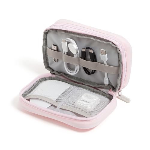 U Brands 전자 정리함 여행용 케이스, 코드 보관, 19.8cm x 12.7cm(7.8인치 x 5인치), 핑크 - color: 꽃잎 핑크