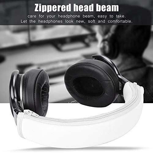 Semme Replacement Headset Earphone Cushion Headband Pad Cover for Iron M50 Soft Protein Skin Zippered Design for Noise Reduction Slip Comfort (White) - color: White