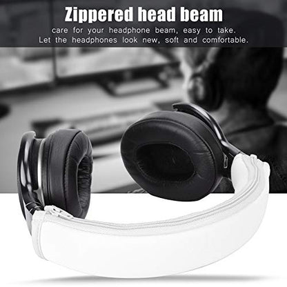 Semme Replacement Headset Earphone Cushion Headband Pad Cover for Iron M50 Soft Protein Skin Zippered Design for Noise Reduction Slip Comfort (White) - color: White