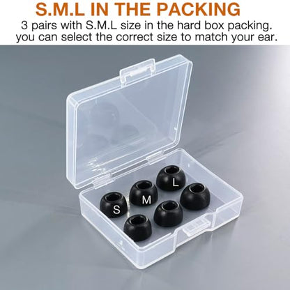 Replacement Memory Foam Eartips for Nothing & CMF Earbuds, 3 Pairs | Compatible with Nothing Ear / Ear (a) / Ear (3) /CMF Buds 2 & 2a / 2 Plus/CMF Buds Pro & Pro 2/ CMF Buds Earbuds Earpad,Black