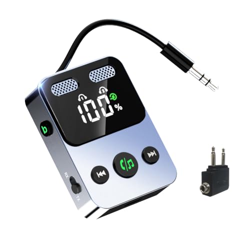 Bluetooth Transmitter Receiver, 2-in-1 Bluetooth 5.3 Adapter for TV, Airplane, Gym Equipment, Cars, PC, Supports to 2 Wireless Headphones, Cell Phones, Wireless Receiver for Car, Home Stereo