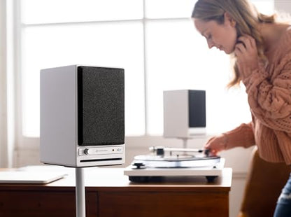 Audioengine HD4 Powered Bookshelf Speakers – Bluetooth 5.3 aptX Adaptive, | 24-Bit DAC, Desktop Speakers for Music, Gaming and Home Audio - White - color: White, style: Active