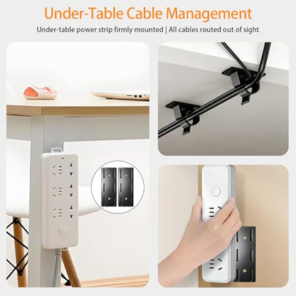 Gaming Desk Cable Management Kit 114PCS — 360° Spring Clips, Heavy-Duty Power Strip Holder, Reusable Cable Ties & Labels | Battlestation Organizer for Gamers & Streamers
