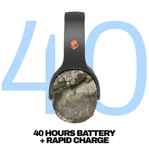 Skullcandy Crusher Evo Wireless Over-Ear Headphones - Realtree APX | Multi-Sensory Bass, Noise Isolating Over-Ear Fit, 40 Hours Battery, Microphone, Working Out, Gym, Travel, Studying, Music - color: Realtree APX Black/Orange