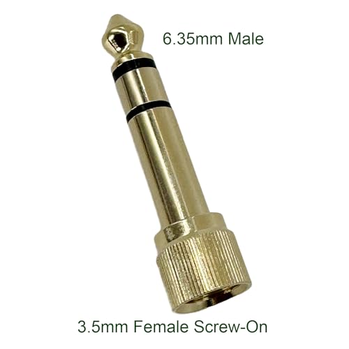 3Pcs Gold Plated 6.35mm 1/4" (1/4 Inch) Stereo Male to 3.5mm 1/8" (1/8 Inch) Female Jack Audio Adapter with Screw On Stereo Phone Screw-On Adapter for Guitar Headphones Amp