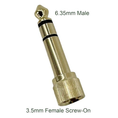 3Pcs Gold Plated 6.35mm 1/4" (1/4 Inch) Stereo Male to 3.5mm 1/8" (1/8 Inch) Female Jack Audio Adapter with Screw On Stereo Phone Screw-On Adapter for Guitar Headphones Amp