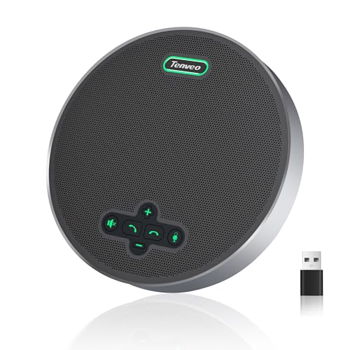 Tenveo MagiCall Pro Bluetooth Conference Speakerphone, Bluetooth/Dongle/USB, 8 AI Noise-Canceling Microphones, 360° Voice Pickup, 18H Talk Time, Compatible with Zoom, Teams & OBS, for 12–15 People