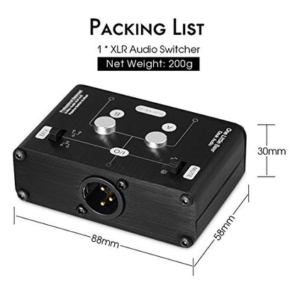 Douk Audio 2 Way XLR Balanced Stereo Audio Switcher Passive A/B Mini Switch Box Mixer Sound Splitter (KN102, 2-IN-1-OUT)