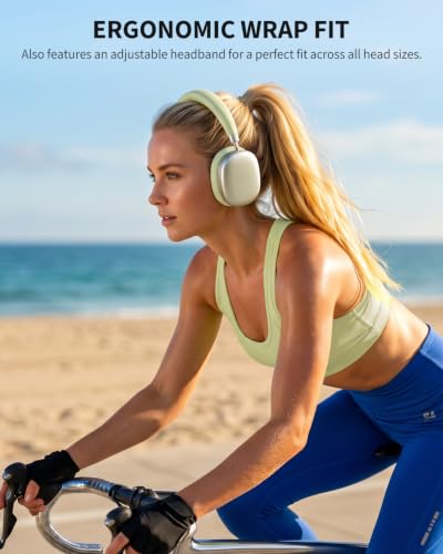 Wentronic YG01 Wireless Over-Ear Headphones, Active Noise Cancelling, Up to 58H Battery Life, Bluetooth 5.3, Great for Travel & Office, USB-C Lossless Audio, Microphone for iPhone Android - Green