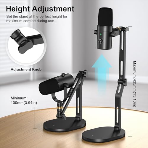 Mic Stand,Desk Mount Desktop Microphone Arm with 3/8" to 5/8" Adapter,Compatible Blue Yeti,HyperX QuadCast,SoloCast,Shure SM7B,MV7X