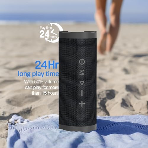 Vanzon Bluetooth Speaker, V40 Wireless Portable Bluetooth Speaker | IPX7 Waterproof, 24W HiFi Stereo Sound,24H Playtime, LED Lights and TWS Dual Pairing, Suitable for Travel,Home & Outdoors - color: Charcoal