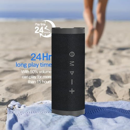 Vanzon Bluetooth Speaker, V40 Wireless Portable Bluetooth Speaker | IPX7 Waterproof, 24W HiFi Stereo Sound,24H Playtime, LED Lights and TWS Dual Pairing, Suitable for Travel,Home & Outdoors - color: Charcoal