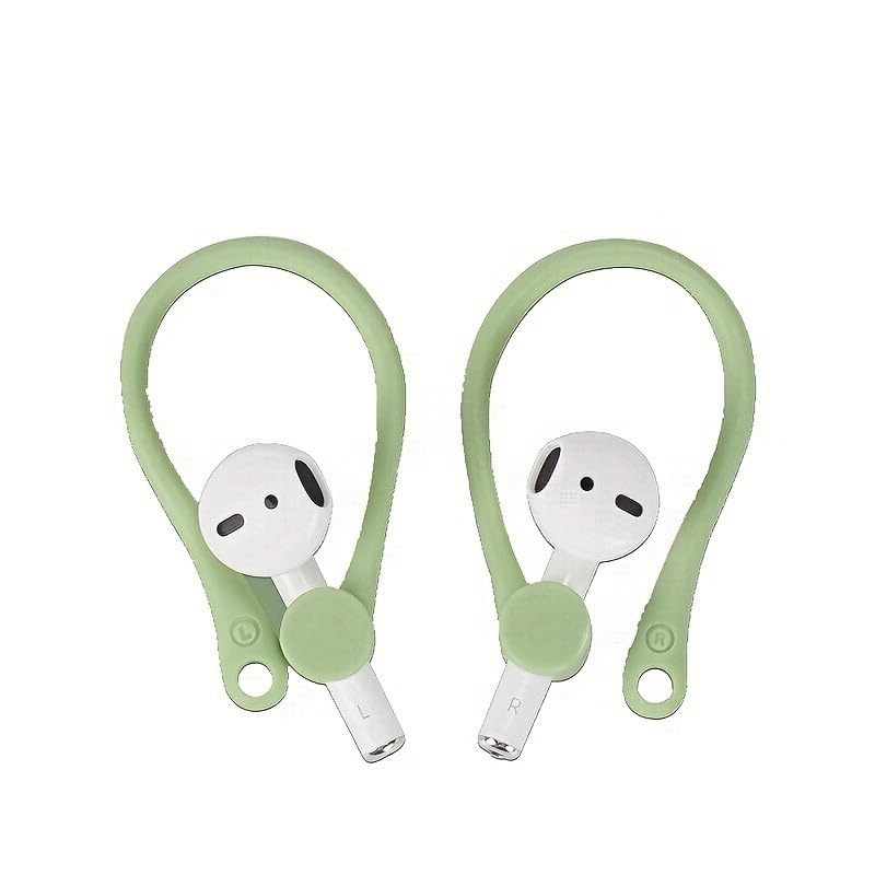 2-Pack Silicone Ear Hooks for AirPods - Non-Slip Anti-Lost Earbuds Holders for Workouts, Running & Daily Use (green) - color: green
