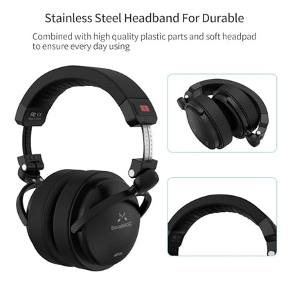 SoundMAGIC HP151 Over-Ear Wired Headphones, HiFi, Removable Cable, Black