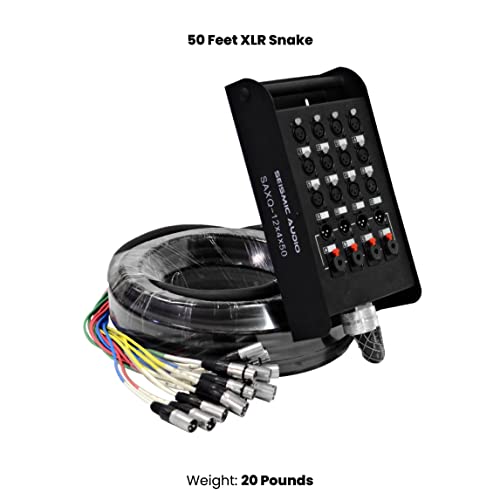 Seismic Audio - SAXQ-12x4x50 - 12 Channel 50' XLR Snake Cable with XLR and 1/4" Returns on the Box - size: 50 Foot - 12 Send x 4 Return