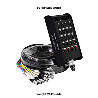 Seismic Audio - SAXQ-12x4x50 - 12 Channel 50' XLR Snake Cable with XLR and 1/4" Returns on the Box - size: 50 Foot - 12 Send x 4 Return