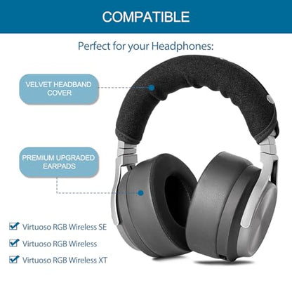Cooling Gel Replacement Ear Pads Cushion and Headband Cover for Corsair Virtuoso RGB Wireless SE XT Gaming Headset, Headphones Protector, Easy Installation, Premium Material & Black