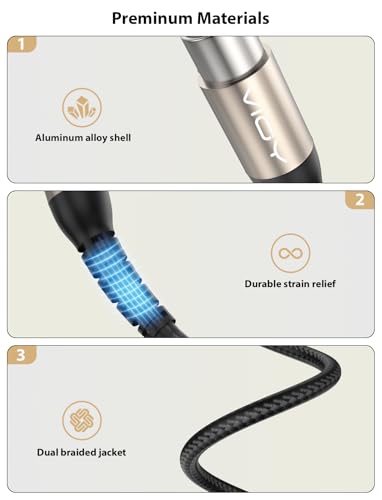 VIOY XLR Y Splitter Cable 6.6 FT, 3Pin Balanced 1 Male to 2 Female Mic Cord | noise reduction shielding, self-locking XLR plug, aluminum shell,nylon braided mic cord for studio recording and podcast - size: 6.6FT