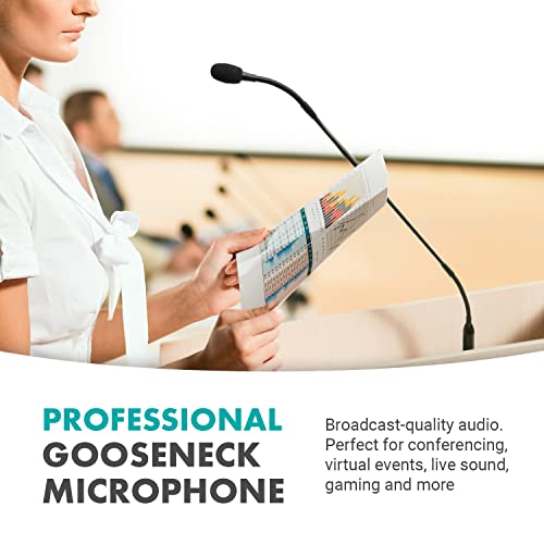 Movo GM-7 Professional 18-inch Gooseneck Microphone and USB Interface Base with RGB Lights, Gain, Mute - Podium Microphone with Stand for Streaming, Meetings, Lectures - USB Mic for Mac and PC