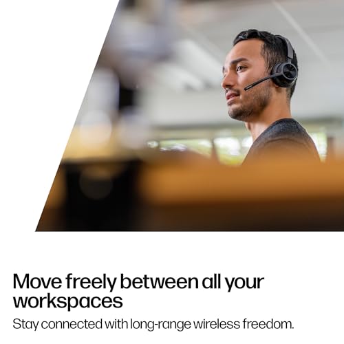 Poly Voyager 4320 UC Wireless Headset & Charge Stand (Plantronics) - Stereo Headphones w/Noise-Canceling Boom Mic - Connect PC/Mac/Mobile via Bluetooth (Renewed)