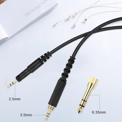 Replacement ATH-M50x Audio Cable Cord Compatible with Audio Technica ATH-M50x, ATH-M40x, ATH-M60x, ATH-M70x, 2.5mm to 3.5mm Aux Cord with 6.35mm Adapter(6.5FT) - size: 6.5FT