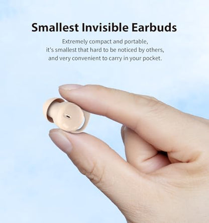 Sleep Headphones, Invisible Sleep Earbuds for Side Sleepers (Beige) | Small Noise Blocking Sleep Earphones, Bluetooth 5.3 Tiny Hidden Earbuds for Work,Sleeping - color: Beige