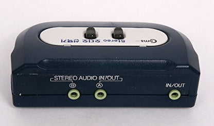 Coms 2 Port Stereo Audio Switch Box - 3.5mm Jack - Black - No Power Required - Hot-Swap Enabled - Compatible with TV, Speaker, PC, Gaming Console