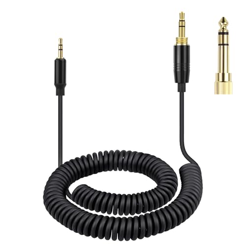 QC45 Coiled Audio Cable Compatible with Bose QuietComfort, QuietComfort Ultra, QC45, QC35, QC35 II, QC25, NC700, OE2, Soundlink, SoundTrue headphones, 2.5mm to 3.5mm Cable with 6.35mm Adapter, 4-14ft
