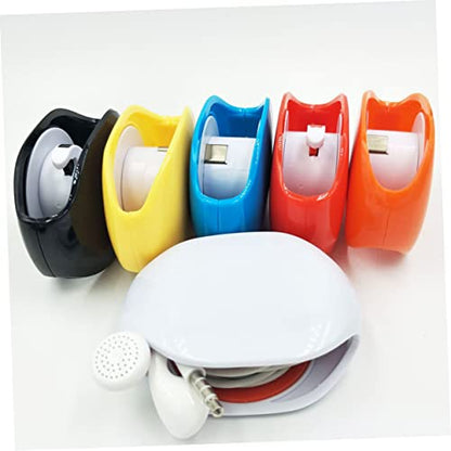 Tofficu Automatic Roll Earphone Cable Winder Organizer Box for Headphones Compact Retractable Design for Travel Home Office Black