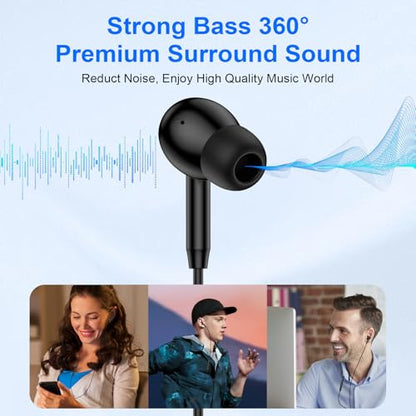USB C Samsung Earbuds Wired Headphones for Samsung Galaxy S26 S25 Ultra S25 | FE Edge A17 A16 A36 A26 A56 iPhone 17 Ear Buds Android Phone USBC in-Ear Earphones Braided Cord Headsets with Microphone