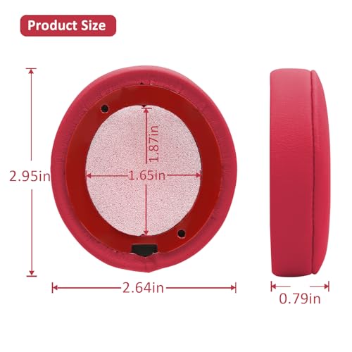 Earpad Cushions Covers for Beats Solo 2 Solo 3 (B0534/A1796) Wired Wireless Headphones with Noise Isolation Memory Foam and Protein Leather Sweat-Proof (Red)