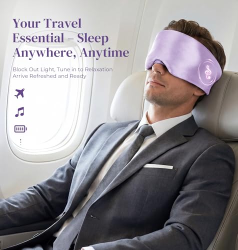LC-dolida 3D Silk Bluetooth Sleep Mask, Mulberry Silk Sleep Mask with Bluetooth Headphones, Bluetooth Eye Sleep Mask for Side Sleepers, Total Blackout Bluetooth Eye Mask for Women Men, Light Purple - color: Light Purple