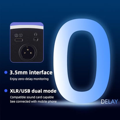 YU8-white Dynamic Microphone - USB/XLR RGB Mic with Echo Adjustment, Mute Key & Monitoring Jack, Desktop Microphone for PC Gaming, Streaming & Chat - color: YU8 desktop