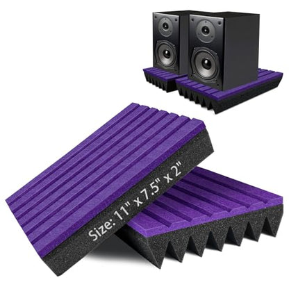 TroyStudio Speaker Isolation Pads, 2 Pack Subwoofer Wedge for 5"-5.2" Studio Monitor Pair, Thick Acoustic Foam Felt Riser Mat, Bass Speaker Feet Improve Sound Clarity for Desktop, Home Theater - size: M