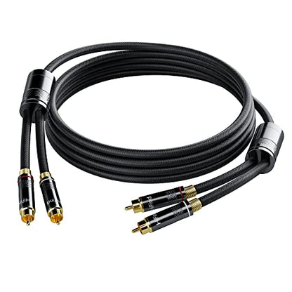 HiFind RCA Cable 4 Ft (Real Hi-Fi Sound-Silver Plated Copper- Spring SR-Shielded) 2 RCA Male to 2 RCA Male Stereo Audio Cable, Gold Plated, Copper Shell, Braided RCA Cord for Home Theater Speakers - size: 4 FT