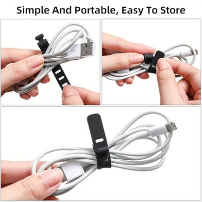 20pcs Reusable Silicone Cable Organizer Ties - High Elasticity Cord Management Straps for Earphones, USB Chargers & Electronics
