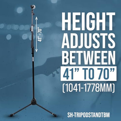 Shure by Gator Tripod Mic Stand with Telescoping Boom (SH-TRIPODSTANDTBM) | Twist Clutch Adjusts Height Between 41-70" Collapsible Tripod Base with Non-Slip Rubber Feet - style: Standard Clutch + Boom