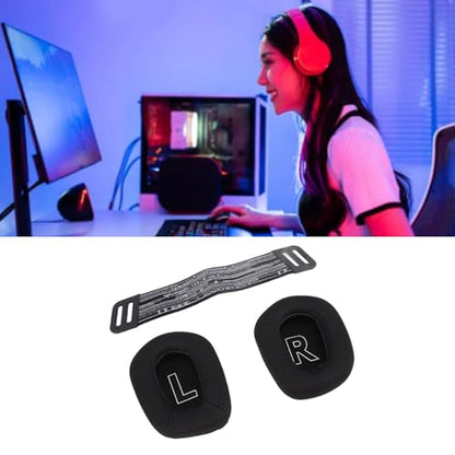 Earpad Replacement, Breathable Ear Pads Cushions, Mesh Cloth Earpads Accessories with Headband Replacement, Elastic Headset Ear Cushions Compatible with G733, G335 Headset