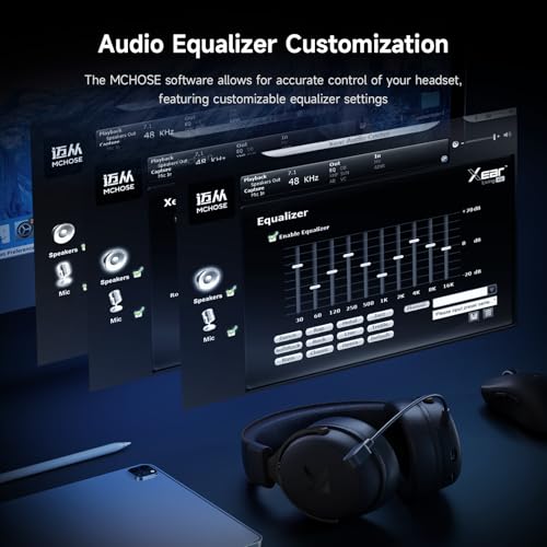 MCHOSE V9 PRO Wireless Gaming Headset 7.1 Surround Sound for PS5 PS4 PC SWITCH TOPSPEED Gaming Headphones with Noise Canceling Mic, 250Hr Battery, Low 15ms Latency, Lightweight, BT 5.3 FPS Games Black - color: V9PRO-Black