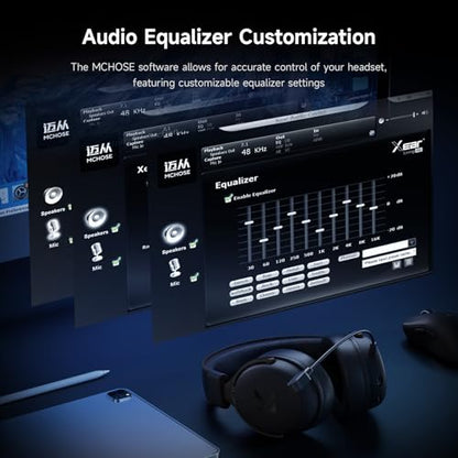 MCHOSE V9 PRO Wireless Gaming Headset 7.1 Surround Sound for PS5 PS4 PC SWITCH TOPSPEED Gaming Headphones with Noise Canceling Mic, 250Hr Battery, Low 15ms Latency, Lightweight, BT 5.3 FPS Games Black - color: V9PRO-Black