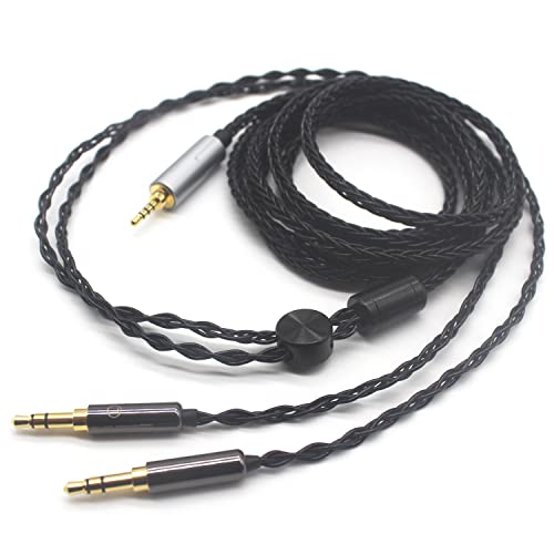 Youkamoo 2.5mm Balanced Replacement Upgrade Cable Compatible with Hifiman Sundara, Ananda, Arya, HE400SE, HE4XX HE-400i Headphones Dual 3.5mm Male Silver Plated Braided 4ft/1.2m - size: 4 ft (1.22 m)