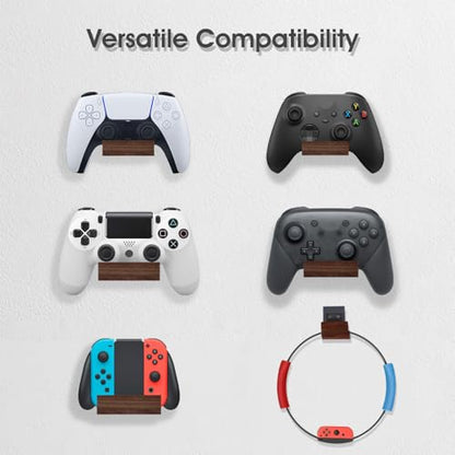 NIRVASH Walnut Controller Wall Mount, Wood Game Controller Holder Stand & Headphone Hanger, Controller & Headset Stand for Xbox, PS5, Remote, Gamer Gifts for Men (2 Pack Grey) - color: Grey (2 Pack)