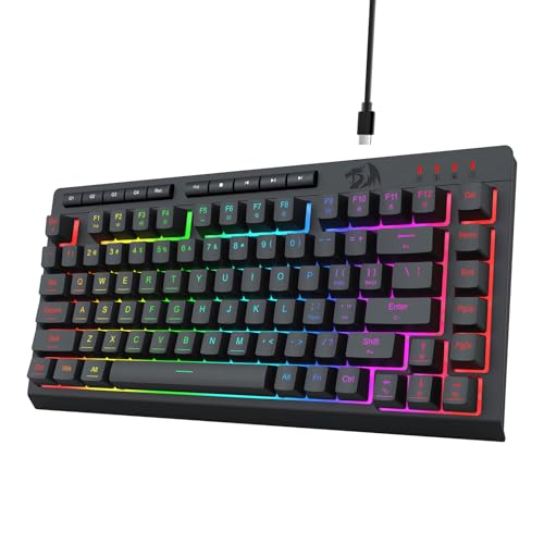 Redragon K524 75% Wired Gaming Keyboard, RGB Backlit, Whisper-Quiet, Black | Membrane Keyboard with Programmable Macro and Multimedia Keys, Anti-ghosting, Spill Resistant,Compact for Win/MAC/PS/Xbox - color: Wired