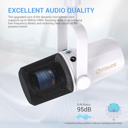 SL40 Dynamic Microphone for Podcasting, Gaming, Live Streaming and Recording, Built-in Headphone Output, LED Mute Button, All-Metal USB/XLR, Voice Isolation Technology (White) - style: SL40 White